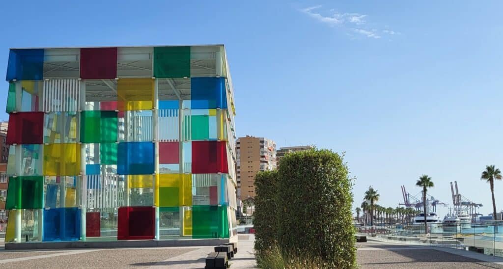 Multicolor modernist building is the home of the Malaga branch of Paris' Centre Pompidou, a highlight of Costa del Sol art scene